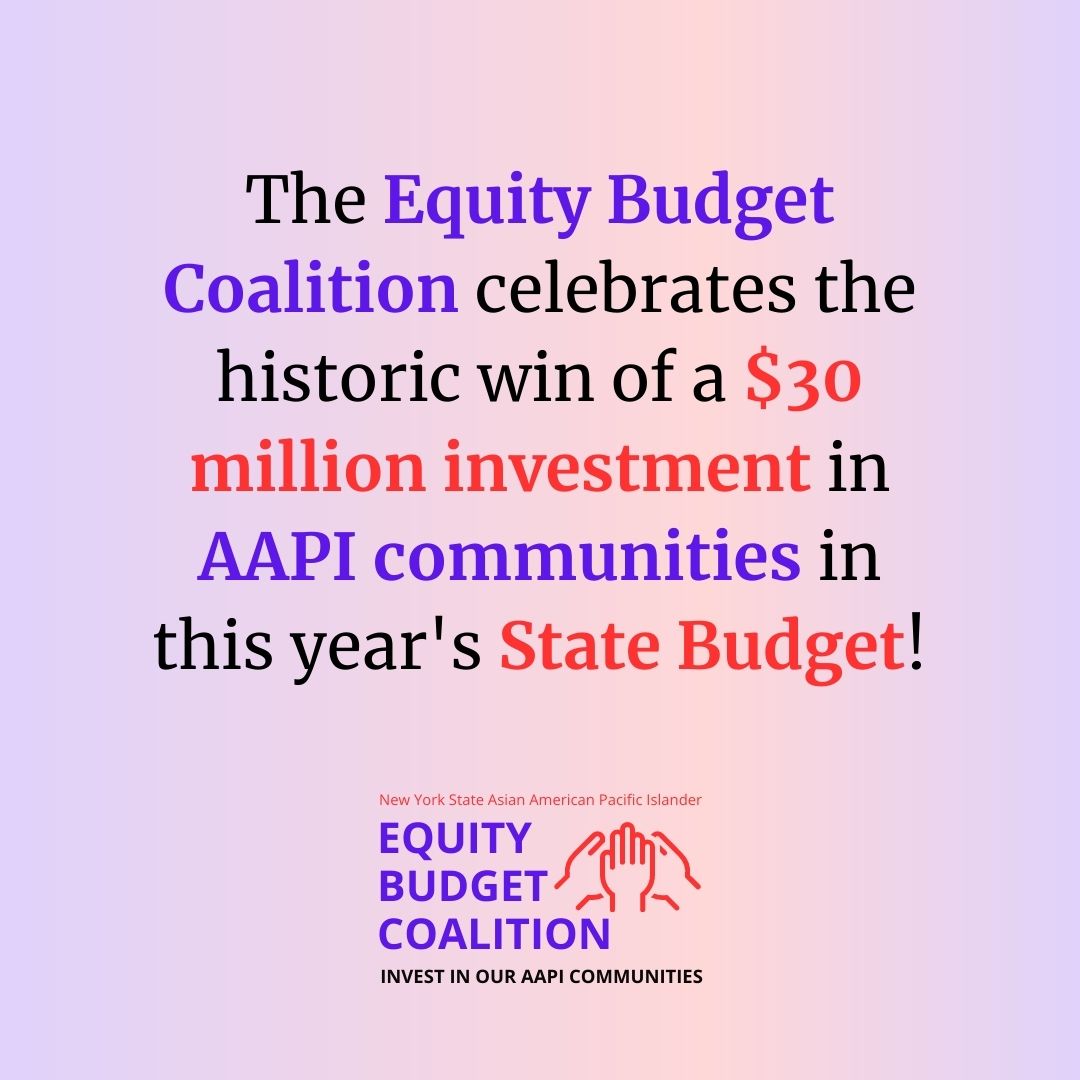 Sakhi for South Asian Survivors (@sakhinyc) on Twitter photo As proud members of the Equity Budget Coalition, we are thrilled to see Albany's $30 million investment in AAPI communities across New York State. Thank you <a href="/GovKathyHochul/">Governor Kathy Hochul</a>, <a href="/AndreaSCousins/">Sen. Stewart-Cousins</a>, and @CarlHeastie for ensuring that our communities are seen in the NYS Budget. As proud members of the Equity Budget Coalition, we are thrilled to see Albany's $30 million investment in AAPI communities across New York State. Thank you <a href="/GovKathyHochul/">Governor Kathy Hochul</a>, <a href="/AndreaSCousins/">Sen. Stewart-Cousins</a>, and @CarlHeastie for ensuring that our communities are seen in the NYS Budget.
