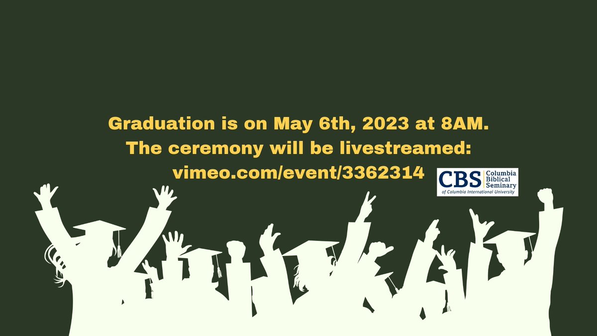 Graduation is on May 6th, 2023 at 8AM. The ceremony will be livestreamed: vimeo.com/event/3362314 #CBSgrad #livestream #CIUcommencement