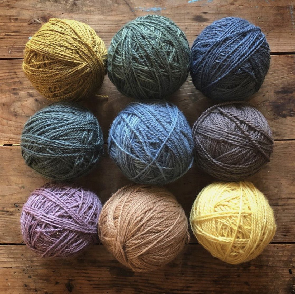 redrubyrose_'s tweet image. If only I could knit. These bundles of beauty by Annie Cadden are naturally dyed with walnut leaves, barberry/indigo, indigo, mushroom/indigo, indigo, sumac, lichen, walnut &amp;amp; yarrow.

fishercatfiberco.com
