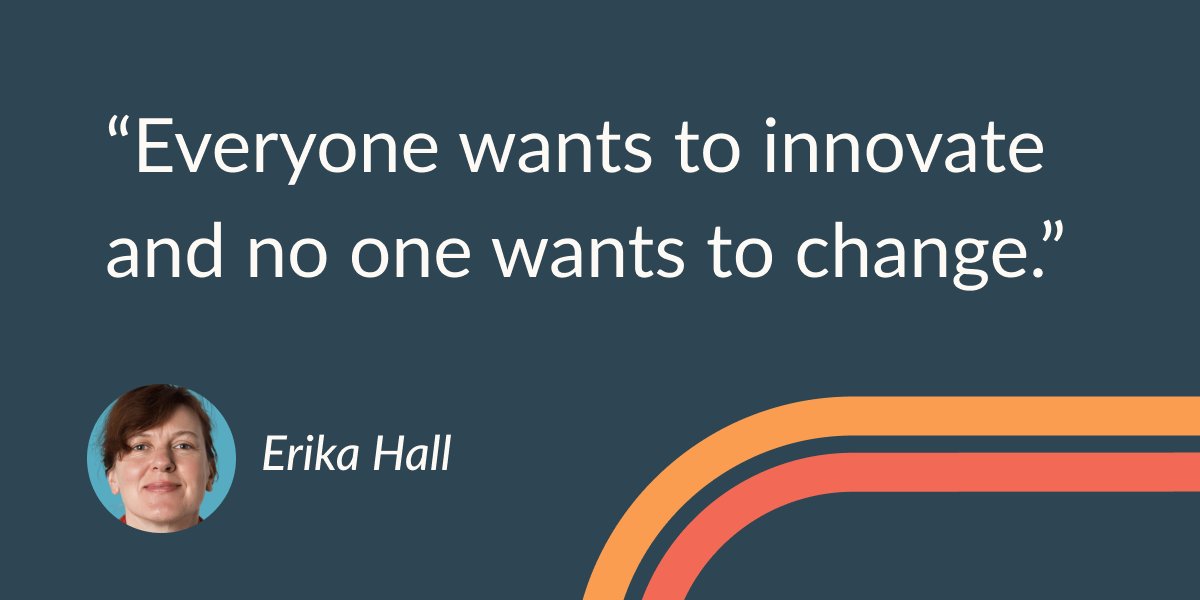 Confab 2023 (@confabevents) on Twitter photo “Data has never changed anyone’s mind. Listening does.”
Erika Hall (<a href="/mulegirl/">Erika Hall</a>) on influencing colleagues and having productive conflict. #Confab2023 “Data has never changed anyone’s mind. Listening does.”
Erika Hall (<a href="/mulegirl/">Erika Hall</a>) on influencing colleagues and having productive conflict. #Confab2023
