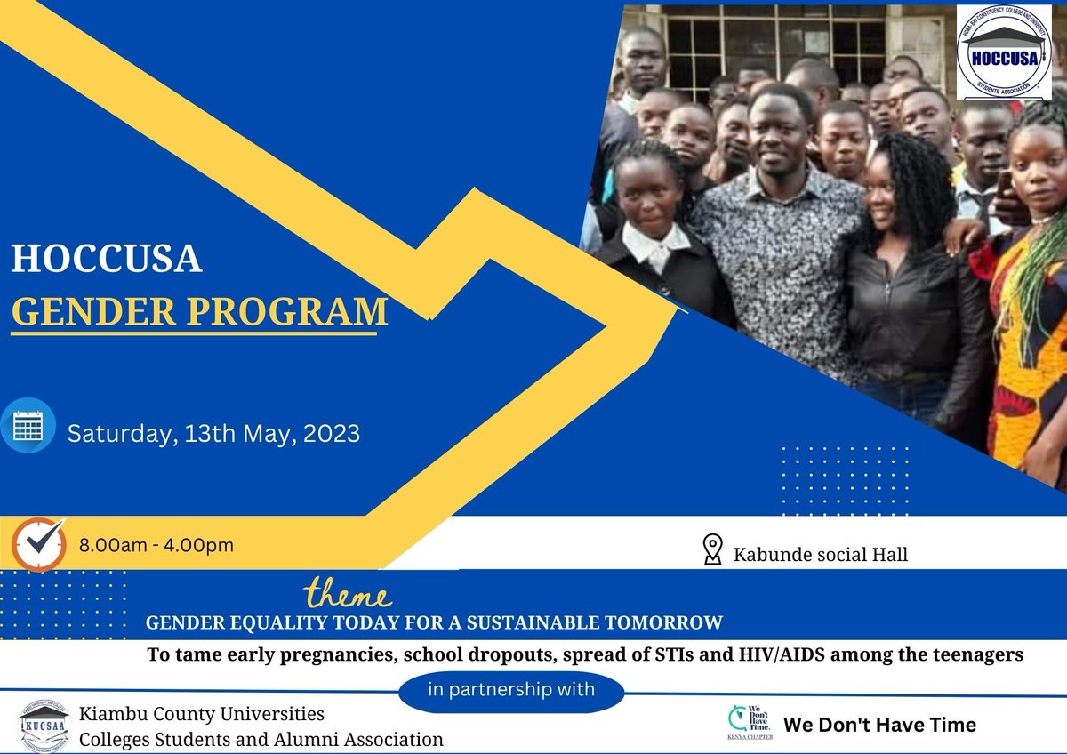 kucsaaorg's tweet photo. Gender Based Violence and gender inequality denatures the general fabrics of world societies. This requires concerted efforts by both local &amp; governmental organizations to eradicate. On 13th May, 2023 we will educate locals and @TownStudents on matters gender equality and GBV. https://t.co/fAH147YL6h