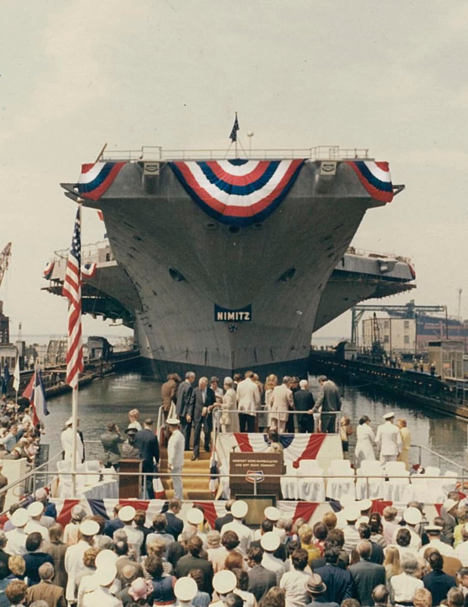 flynavy's tweet image. #OTD in 1975, the first-of-its-class aircraft carrier, @NimitzNews (CVN 68), was commissioned and christened by Adm. Chester Nimitz’s daughter, Catherine Nimitz Lay.

@USNavy , @USPacificFleet , @US3rdFleet , @US7thFleet 

#FlyNavy, #48Years