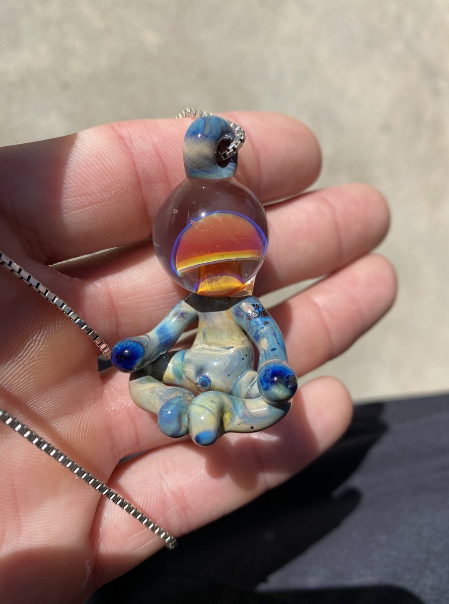 Meditating Mushroom
• handmade glass pendant •