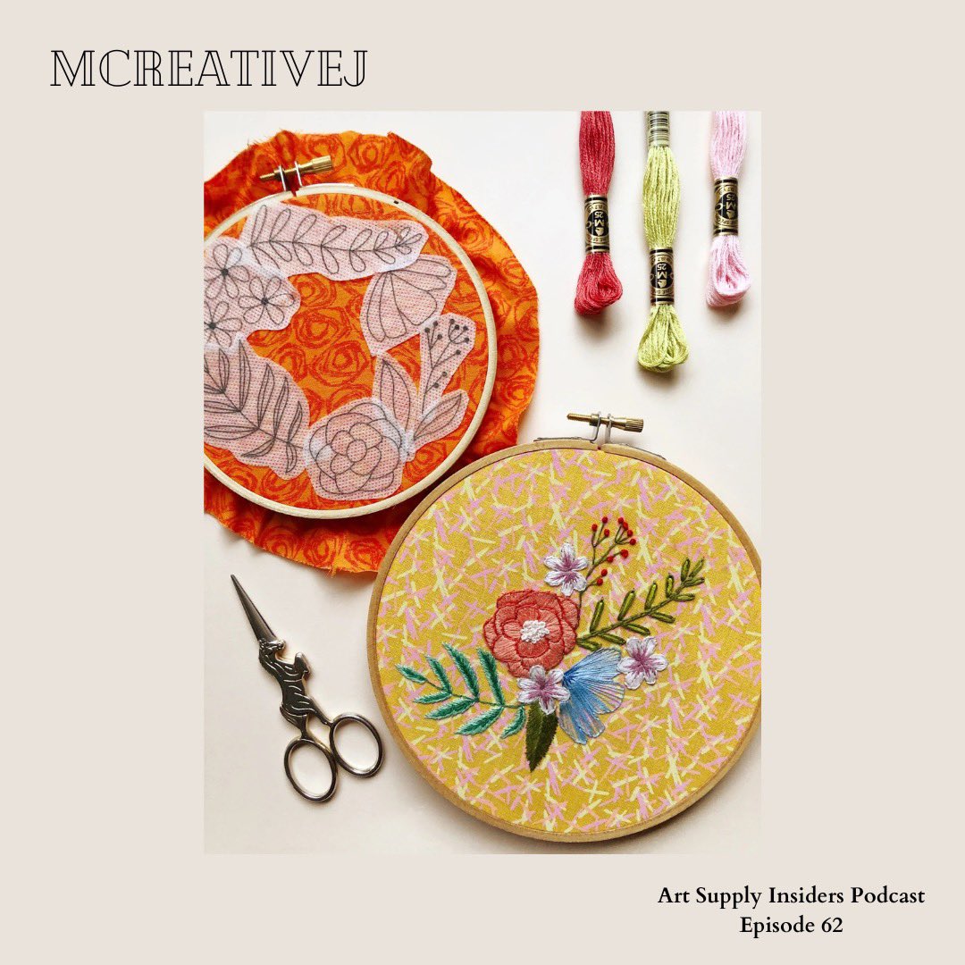 ArtInsiders's tweet photo. Meet Melissa Galbraith in episode 62 of the podcast! Melissa shares her love of nature through whimsical and modern hand embroidery kits, patterns, workshops, and her very own book! 🌱🪷🗻
#artsupplyinsiders #embroidery #natureart https://t.co/nx4Zc8Mf0R
