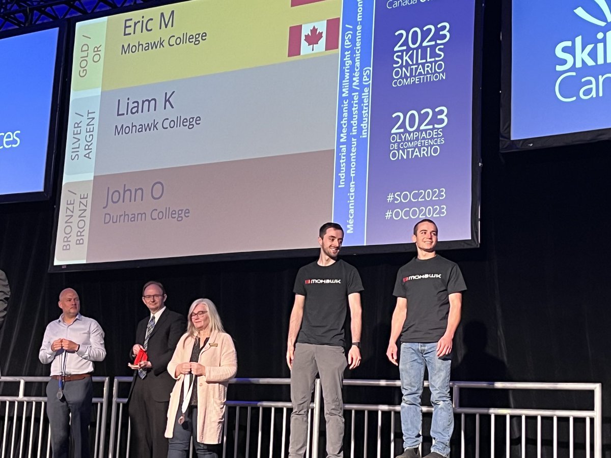 ronmckerlie's tweet photo. Congrats to ⁦@MohawkCollege⁩ Ontario Skilled Trades winners. Jonah A , Eric M and Matthew M for winning gold, Sofia R, Liam K and Connor A for silver and Kelvin N for bronze each in their areas of skills competition. Thanks to all the faculty and coaches for your support. https://t.co/TUJ9NfZY4A