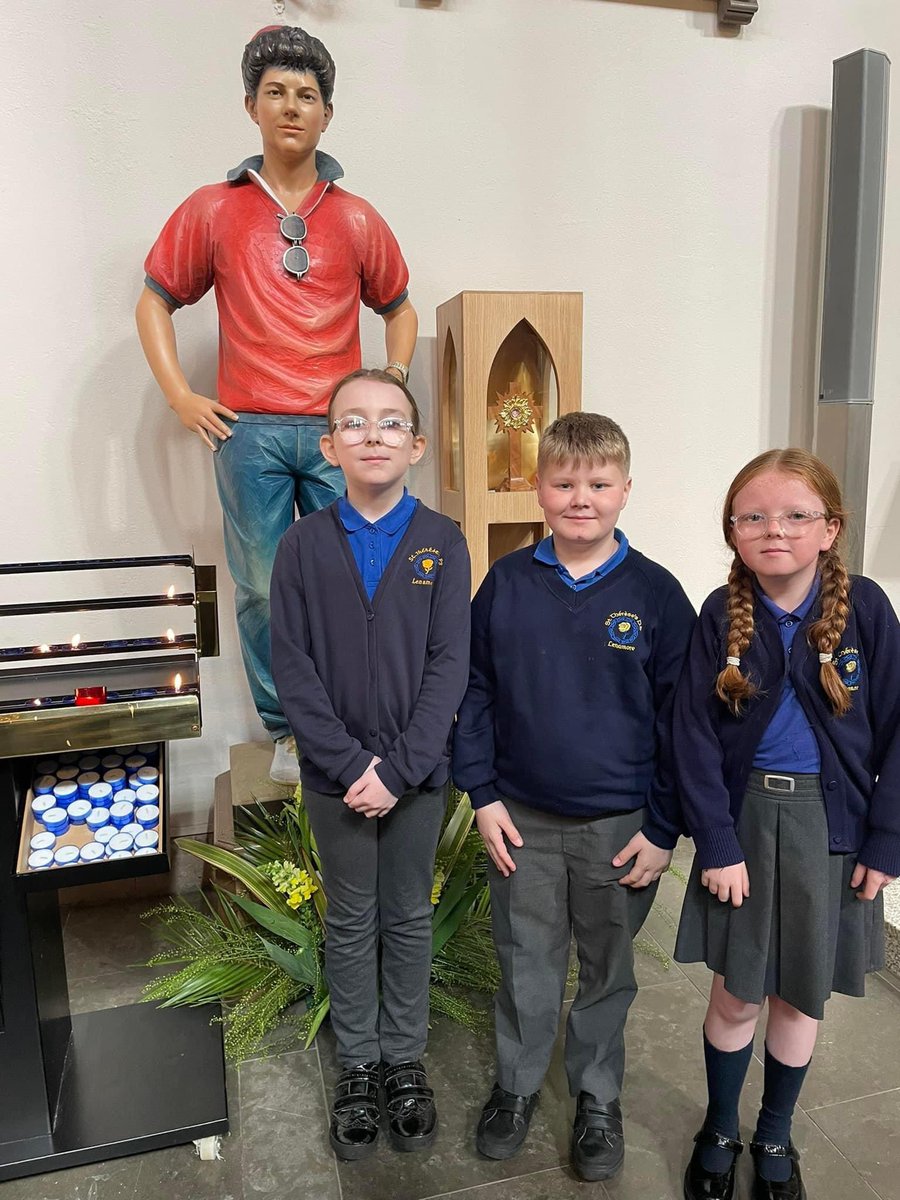 StTheresesPS1's tweet photo. Some of our children were honoured and excited to represent our school and to come together with their peers to celebrate the anniversary of the cathedral and to see the statue of Carlo Acutis being blessed. @derrydiocese 
#youth #CarloAcutis #youthministry https://t.co/X6oq2BZ6bQ