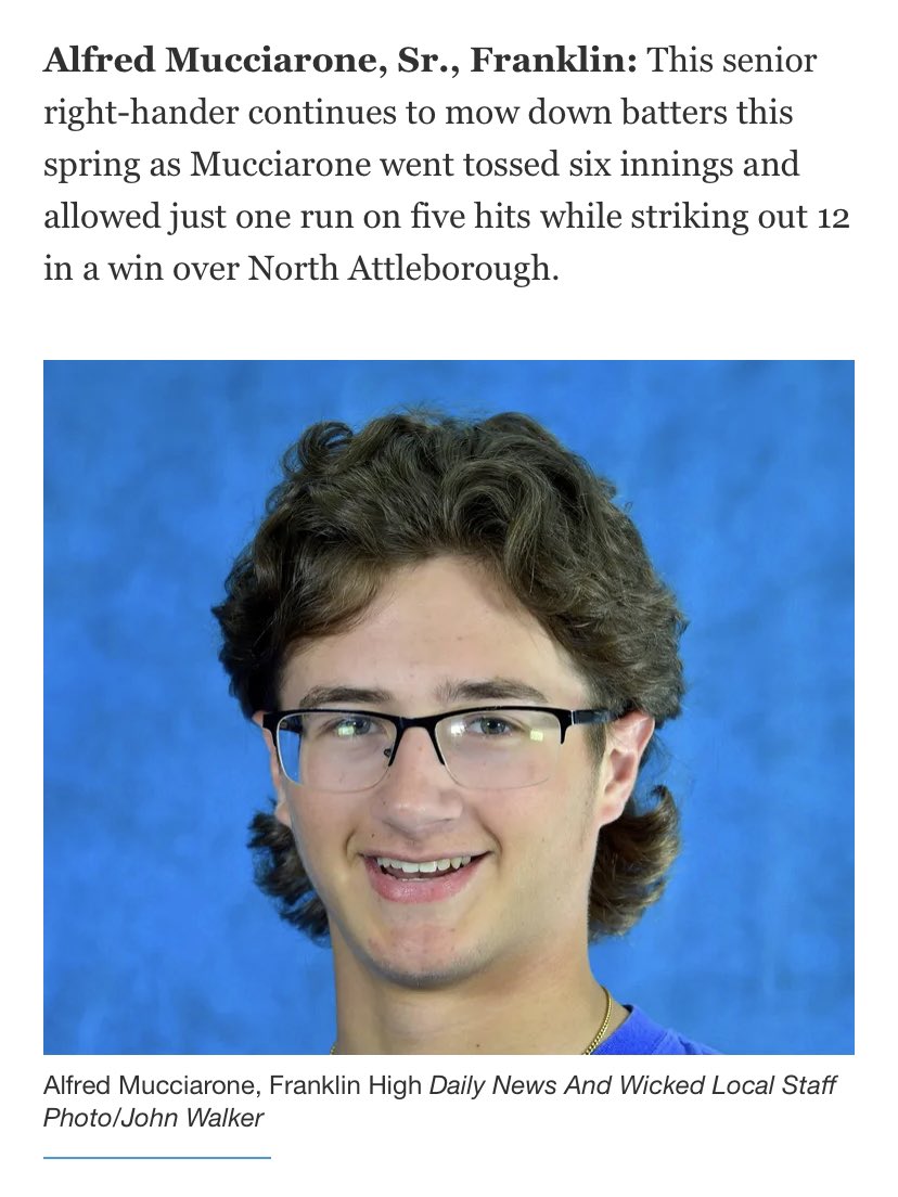🚨 Franklin HS Baseball Spotlight 🚨 

FHS’23 Captain RHP 
Alfred Mucciarone (<a href="/AMucci11/">Alfred Mucciarone</a>)

Fredo’s up for  Metrowest (<a href="/MetroWestSports/">Daily News Sports</a>) HS Baseball Player of the Week. Fredo went 6inn vs N. Attleboro (R, 5H, 0BB &amp; 12Ks)! Improving his record to 4-0! Vote for Fredo!

#PantherPride