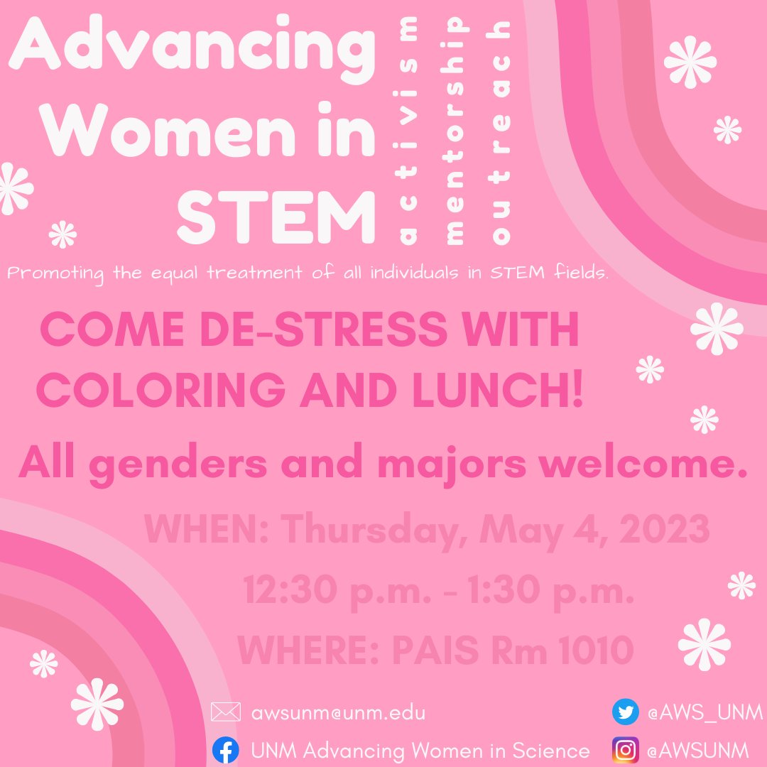 Hi all! For our final general meeting of the semester, we want to offer another hour of coloring + Play-Doh art to de-stress as you prepare to take finals and/or take your exams. We will also be providing lunch! All genders and major are welcome. Hope to see everyone there :~)