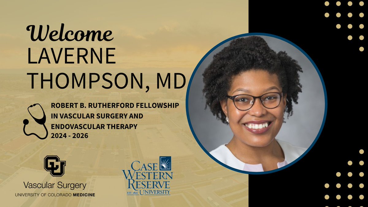 Meet our new Vascular Fellow, LaVerne Thompson, MD! 

Congrats to all the talented individuals who have matched into Vascular Surgery Fellowship this year. 

We can't wait to see what the future holds! 
#VascSurg #VascFellowMatch @FutureVascSurgn