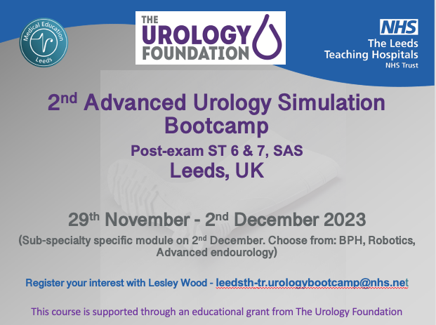 After a successful pilot course in 2022, we are pleased to announce the dates for our 3.5-day 2nd Advanced Urology Simulation Bootcamp aimed at ST6/7 & SAS doctors. Supported by @TUF_tweets grant. Very inspiring faculty recognised for their hard work and passion for training.