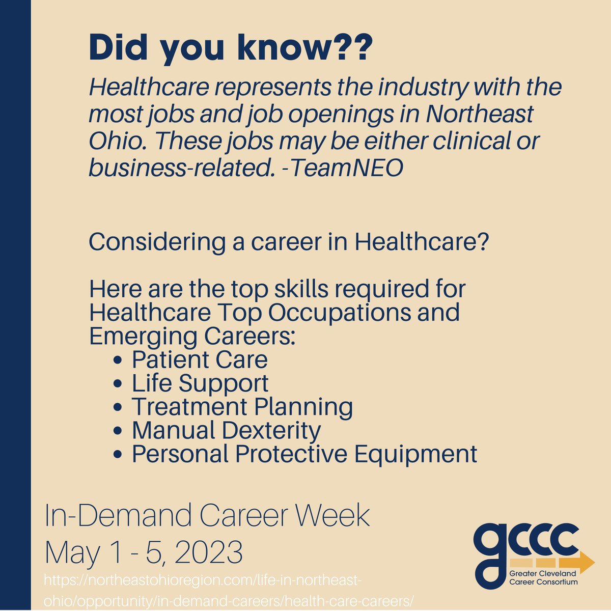 🏥 Did you know? 
1. Registered Nurse is one of the TOP requested certifications in #healthcare
2. The MOST job openings in #NortheastOhio are in healthcare
Visit northeastohioregion.com/life-in-northe… to research more. 
#indemandjobsweek #opportunity 
@TeamNEO @OMJCleCuy