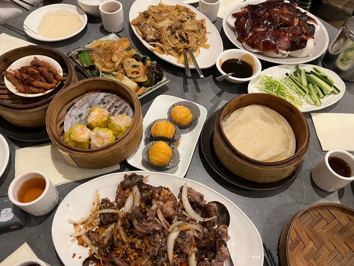 proper British Chinese food
Peking duck
dim sum
prawn siu mai
fried vegetables