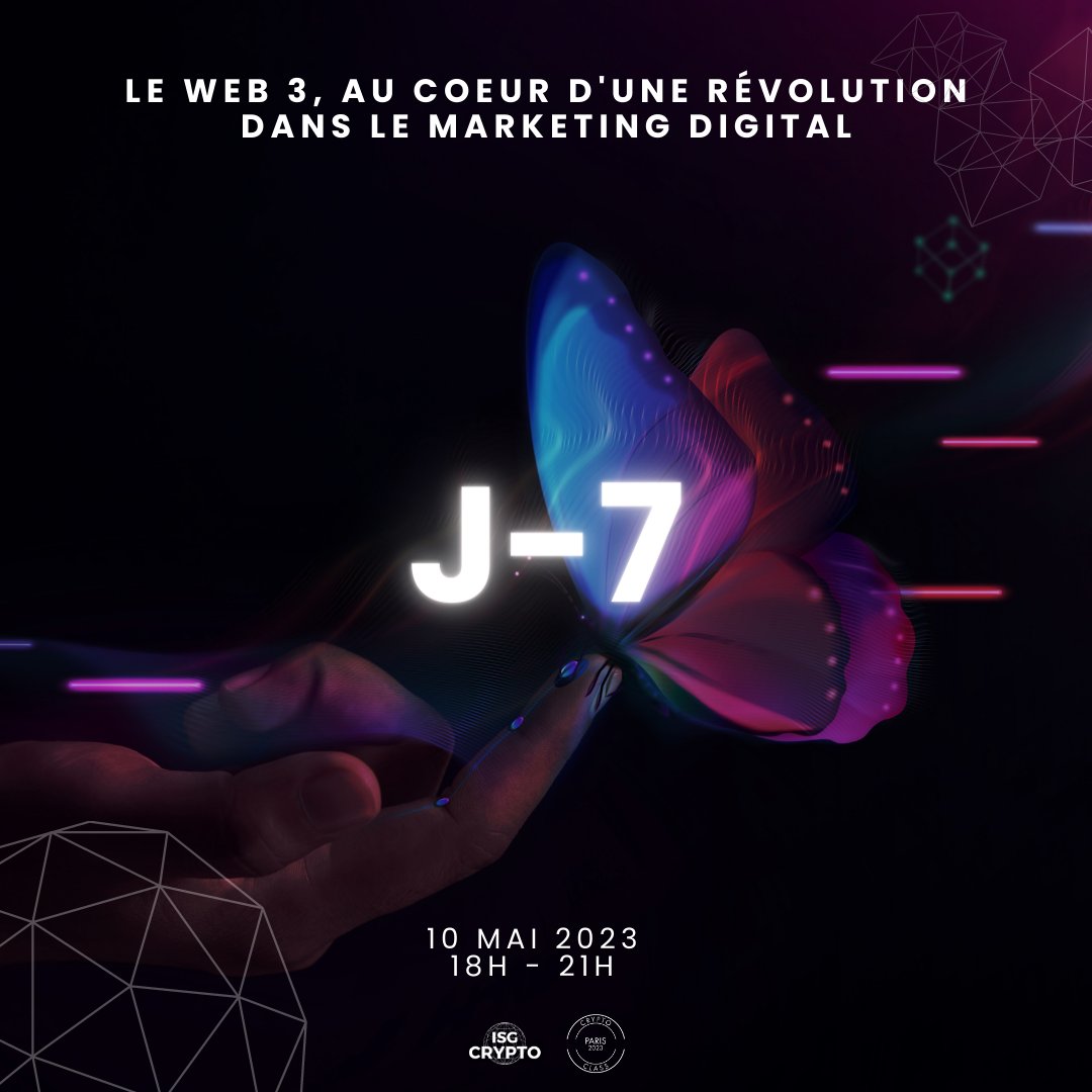 IsgCrypto's tweet image. 🚨 J-7 avant notre événement sur le Web3 et le marketing digital ! 🌐 

Il ne reste plus beaucoup de places disponibles, ne manquez pas l'occasion de rencontrer des professionnels passionnants et les dernières tendances de l'industrie 🚀 

Inscrivez-vous : vu.fr/UGTP