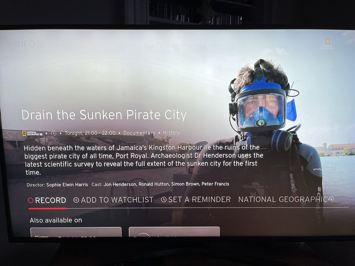 Good #pirate #archaeology film on @NatGeoTV now even if I do say so myself 😅.... actually quite pleased how this one turned out. @msptvuk #sunkenpiratecity