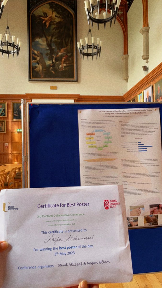 I ended up winning the best poster award at #3DCC with my poster on the effectiveness of foot care educational intervention for #diabetes #Patient #UmbrellaReview!
Huge thanks to the conference organizers for the recognition! ✨ @QUBSONM @_UOH
