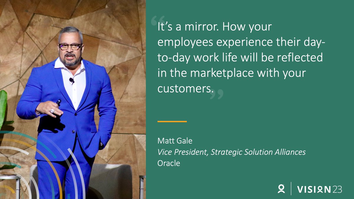 WorkForceSW's tweet image. .@Oracle&apos;s Matt Gale, VP, Strategic Solution Alliances, discussed the intersection between employee experience and customer experience and his strategies for instilling a culture of confidence in the workplace. #WFSVISION23 #MakingWorkEasy