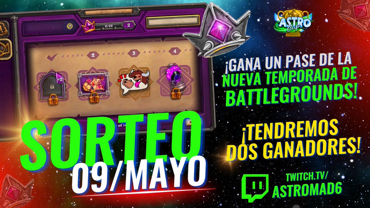 Requisitos:
-Seguirme en Twitter 
-Seguirme en Twitch: twitch.tv/astromad6 
-Dar like y retwit 
-Mencionar a dos amig@s