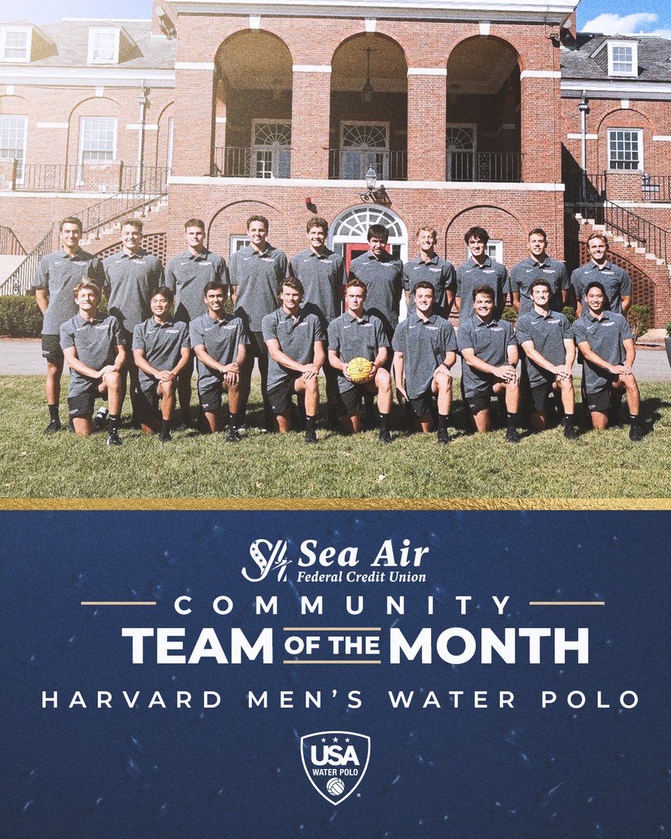 Congratulations to <a href="/HarvardH2OPolo/">Harvard Water Polo</a> for earning 1️⃣6️⃣ <a href="/CWPAWaterPolo/">CWPA-Varsity</a> All-Academic Honors. 
 
With an impressive eight athletes in the outstanding category (3.71-4.0 GPA), The Crimson's team GPA was 3.69, the highest in the country.

More: gocrimson.com/news/2023/4/19… | <a href="/SeaAirFCU/">Sea Air FCU</a>