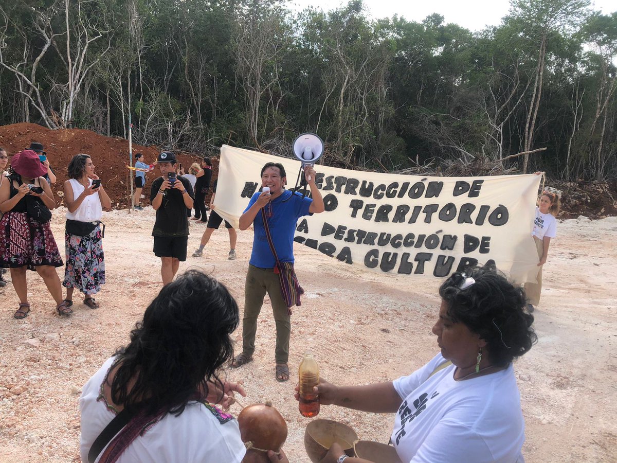 CNI_Mexico's tweet photo. La construcción del mal llamado tren maya destruye a su paso la reserva ejidal Much Kanan K'aax en Felipe Carrillo Puerto, rellenando humedales y talando la selva maya. https://t.co/0L7qdpde1G