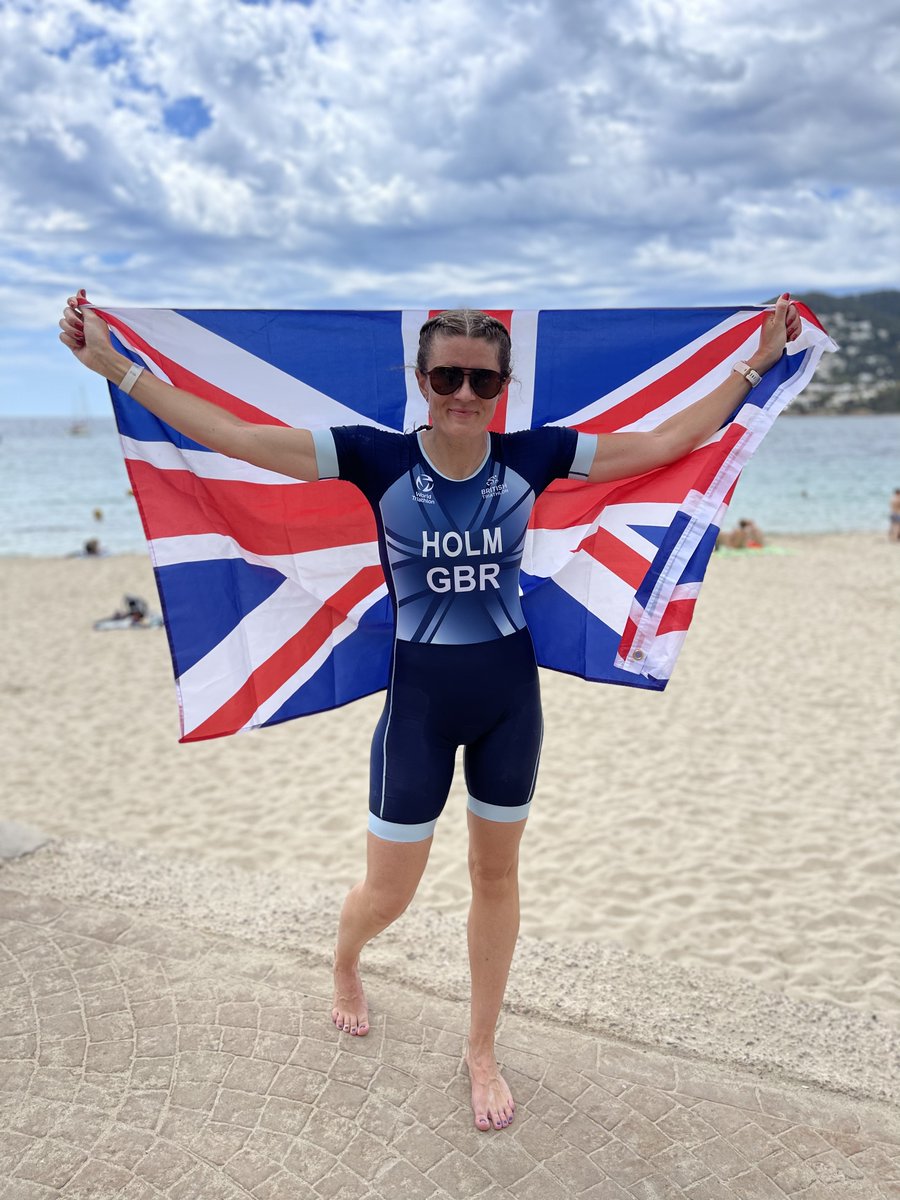 She did it!  Our regular patient Kathryn is now an official Team GB winner.  
Ibiza World Triathlon Championships.  Taking 3rd place with GB.  AMAZING achievement.  Super proud.  Proof hard work and determination does pay off. 🥉