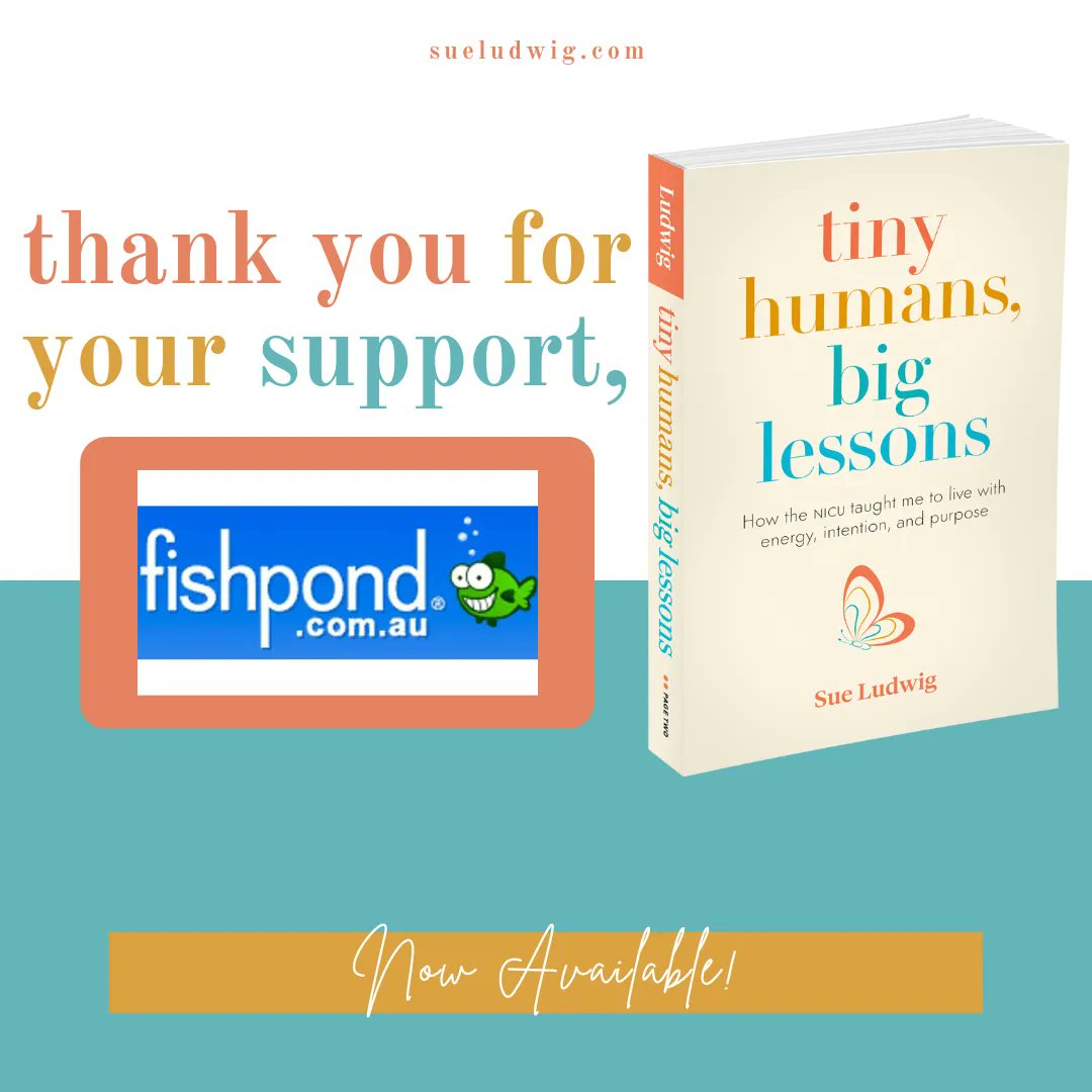 sueludwig's tweet photo. Thank you, Fishpond, for helping my book Tiny Humans, Big Lessons reach the world.
If you're in Australia and haven't gotten your copy yet, click here to order (or link in bio)!
https://t.co/GdaFYMiQLU
#tinyhumansbiglessons #development #milestones #goals #moments #intention https://t.co/MZp8mCD9HS