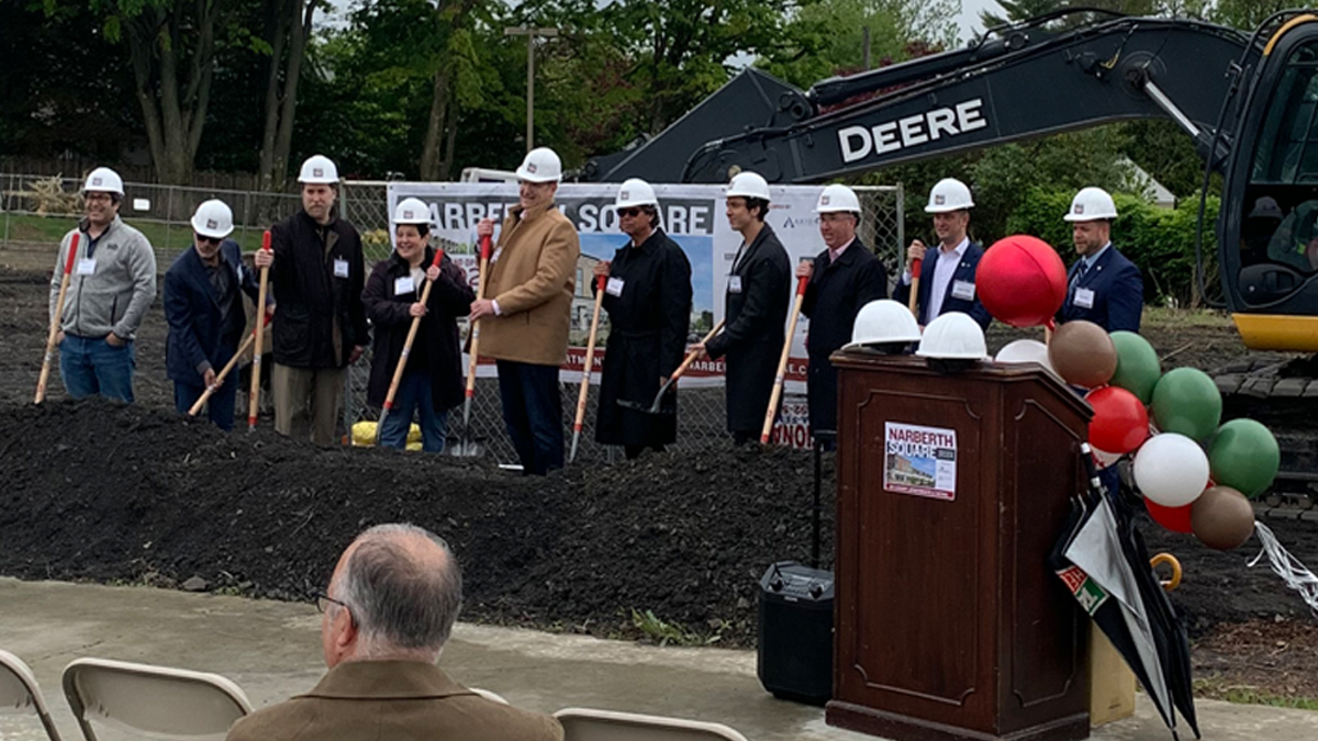 PZS_Architects's tweet photo. Everyone was in a good mood today (despite the weather!) at the groundbreaking for Narberth Square! This is a mixed-use, multifamily building in a great location in Narberth- right on Montgomery Avenue, featuring 25 luxury apartments with retail below. https://t.co/ZFm5WyWqDU