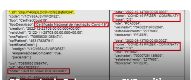 Reitero e Denuncio: Vai ficar por isso mesmo, o Vazamento de dados particulares como suposto cartão de Vacinação da Filha Menor, Laurinha do Bolsonaro pela Globo Lixo??? Isso infringe abertamente o Estatuto da Criança e do Adolescente! Isso é Imoral, Ilícito e Asqueroso! Reforça