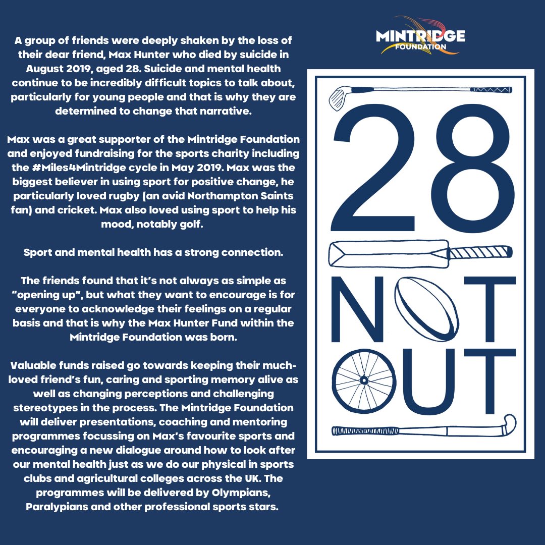 Nigelrefowens's tweet photo. The @mintridgefdn is determined to change the narrative around suicide and mental health in memory of Max Hunter. Being part of this programme at @hartpury last night was very special.
You can support too!
Text 28NOTOUT to 70085 to donate £3
#ForMaxy #28NotOut #MentalHealth https://t.co/UdhGPtsLfm