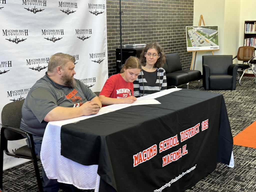 Congratulations Kristen Rebman! She signed her NLI to run Cross Country and Track at Monmouth College. #OnceABomberAlwaysABomber