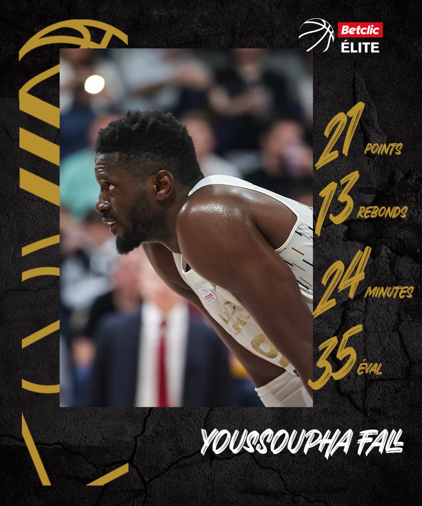 LE CHANTIER 🏗️ 

Meilleure évaluation en carrière pour <a href="/youssoupha019/">Youssoupha Fall</a> qui nous sort 21 points et 13 rebonds en 24 minutes pour un total de 35 d’éval ! 🤯

#LDLCASVEL