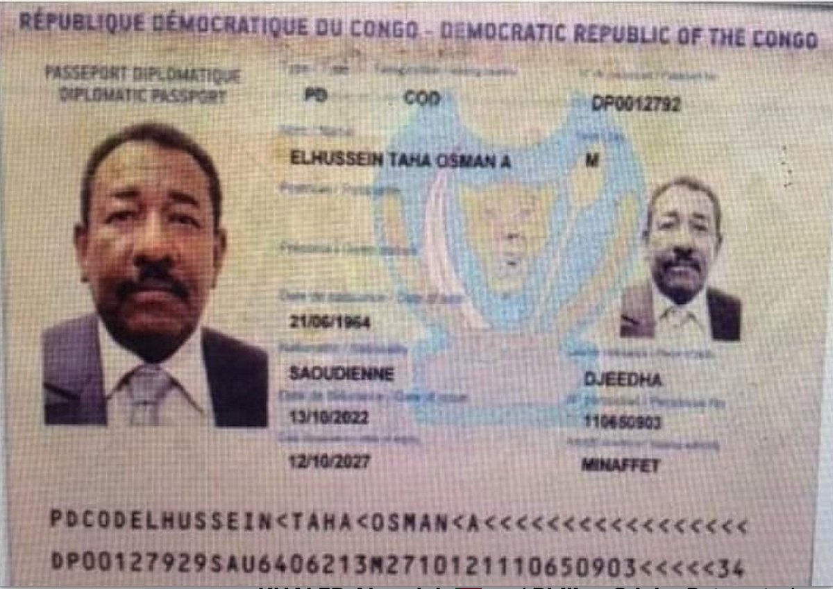 Chief Islamist and former Bashir chief of staff Taha Osman El-Hussein is now apparently traveling the region on a Congolese diplomatic passport.  It would appear that the deep-state in #Sudan is still alive and well.
