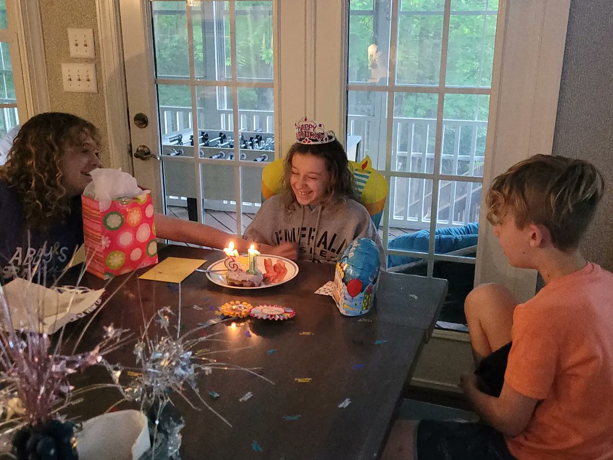 Celebrations all day long for our girl, Abby, who is now an official teenager!!! 🥳💜
#braincancersurvivor
#GoGrayInMay 
#BrainTumorAwarenessMonth 
#noonefightsalone