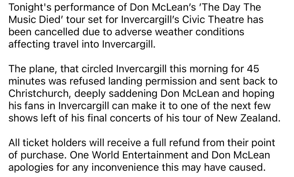 Statement about tonight’s show