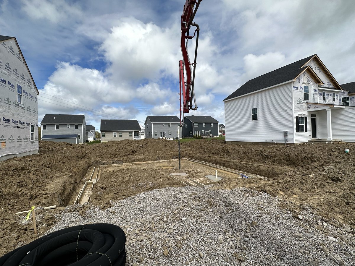 Val’s on the job! Our concrete pump on a small residential job in Lorain.