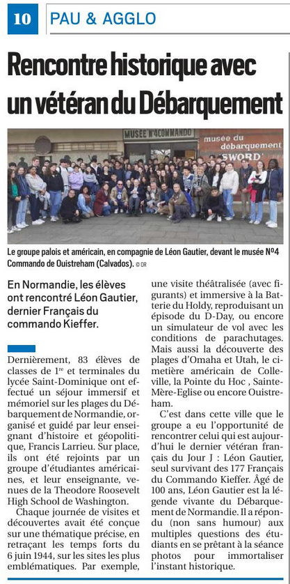 Our <a href="/NAFCareerAcads/">NAF</a> citizen diplomats were featured in a <a href="/LaRepDpyrenees/">La Rép des Pyrénées</a> article about their trip to Normandy with our friends from Institute Saint-Dominique. (bit.ly/3nt3Ma2) #BeFutureReady