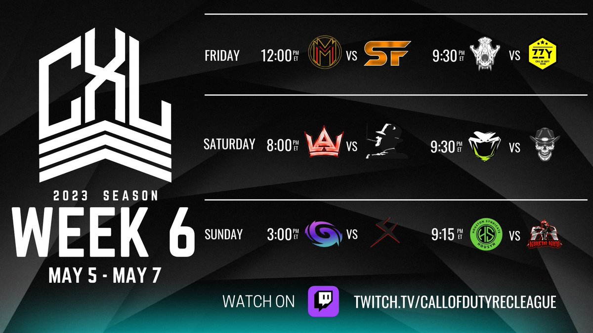 TheOrderGG's tweet photo. Week 6 of the CXL! Hyped up for this weekend! The ATL Order plays ZZY on Friday at 9:30pm EST! Make sure to tune in over at https://t.co/5MrpKm7nn6 https://t.co/J6sQ41YOgd