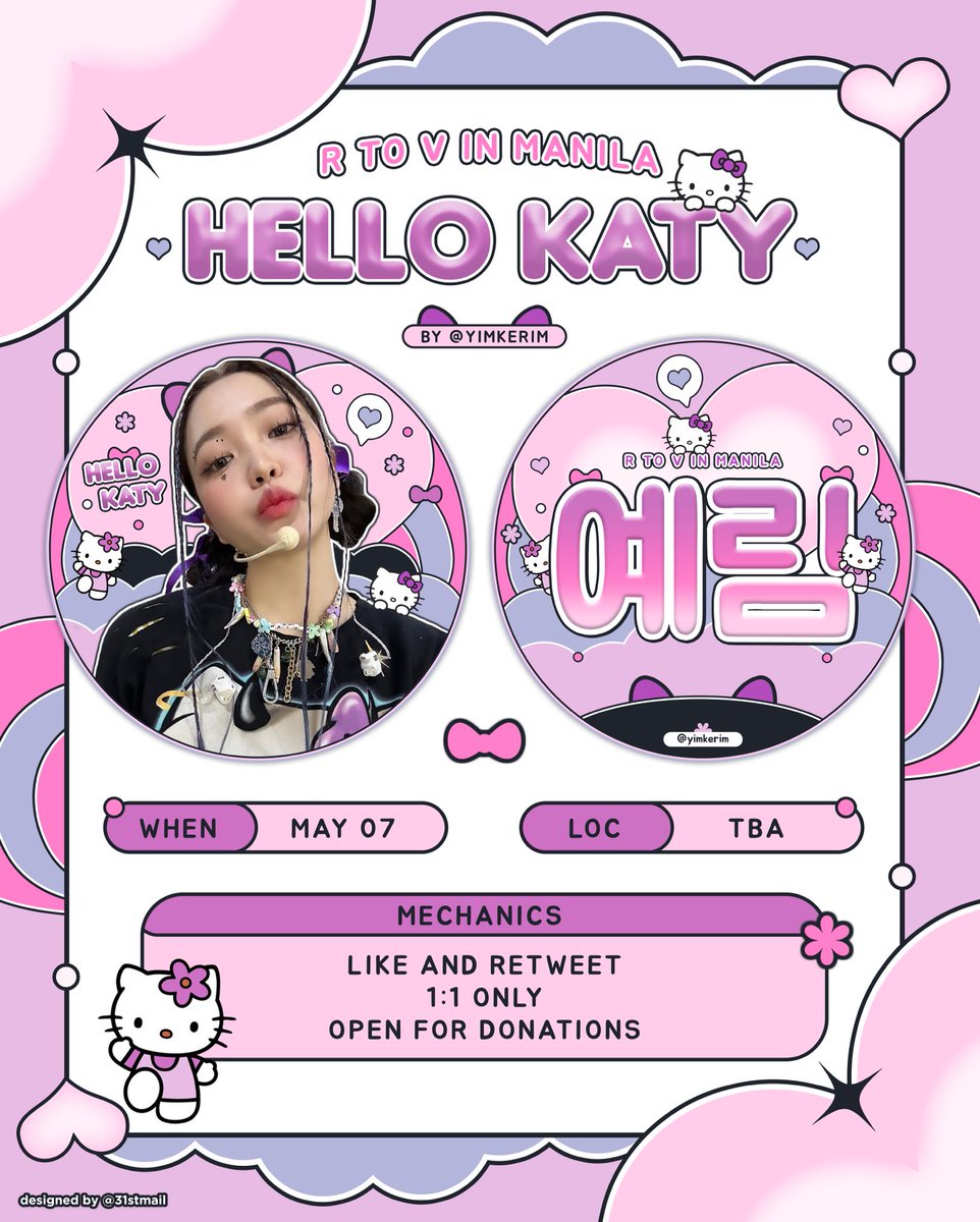 ͏͏͏͏͏͏͏͏͏͏͏͏ 
      ✿ HELLO KATY: fan project for #YERI ✿
                      by: <a href="/yimkerim/">flute</a> ヾ(≧∇≦)〃

MECHANICS:
❀ like &amp; rt (mbf optional)
❀ show proof on d-day
❀ open for donations (details on thread)
❀ strictly 1:1, no mobbing

#RtoVinMANILA #REDVELVETinMNL2023