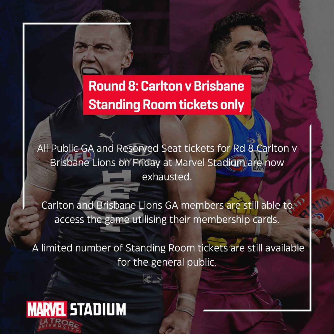Marvel Stadium on Twitter "🚨All Public GA and Reserved seat tickets