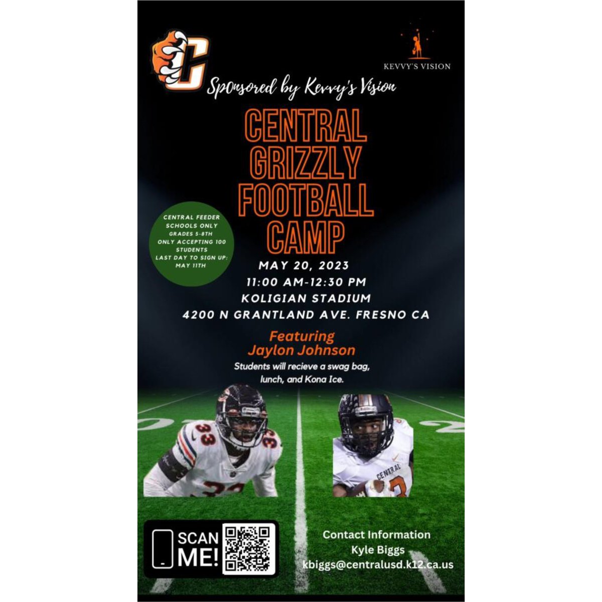 It’s that time again! Our annual football camp with <a href="/NBAxJay1/">Jaylon Johnson</a>! Free football camp! Free lunch! Free Kona Ice! Come out and participate!