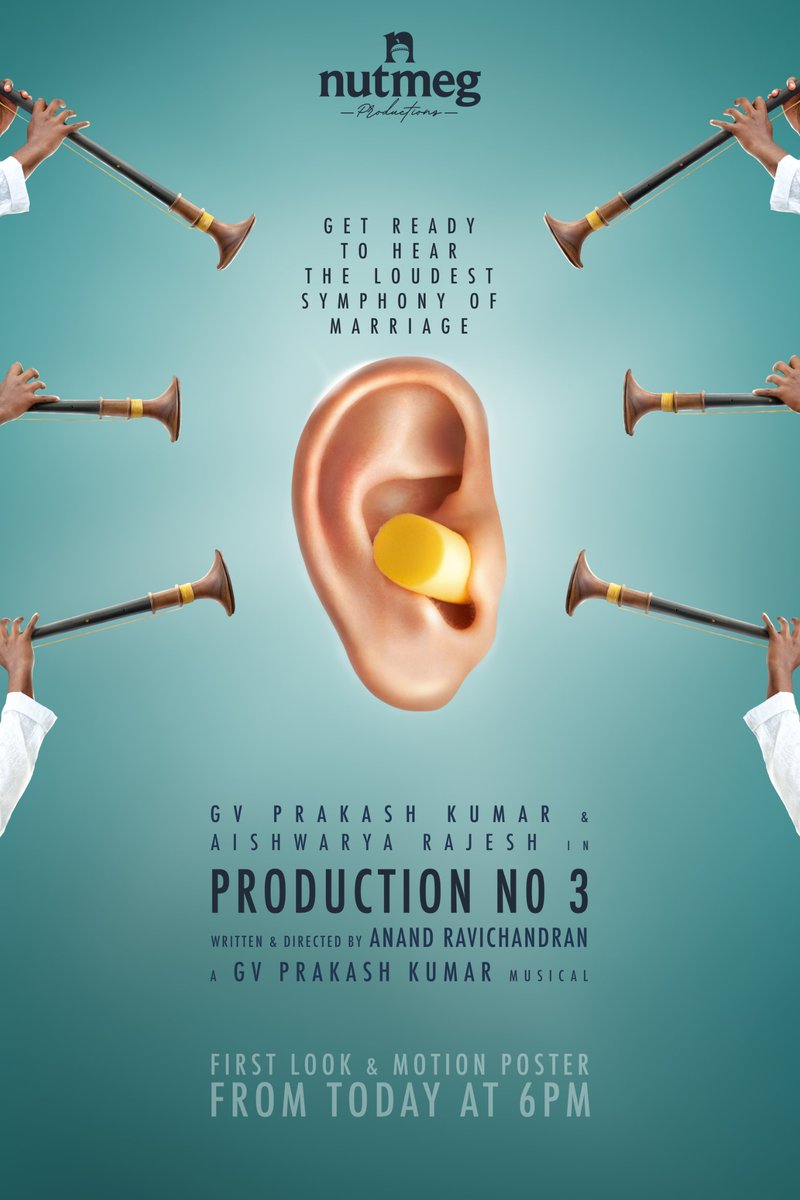 Nutmeg Productions (@nutmegprod) on Twitter photo Get ready for a love story that is surely going to make some noise! Update today at 6 PM!
#SymphonyOfMarriage #ProductionNo3
<a href="/NutmegProd/">Nutmeg Productions</a> <a href="/tvaroon/">Varun Tripuraneni</a> #AbhishekRamisetty <a href="/gvprakash/">G.V.Prakash Kumar</a> <a href="/aishu_dil/">aishwarya rajesh</a> @Anand_Rchandran <a href="/jagadeesh_s_v/">jagadeesh Sundaramurthy</a> <a href="/editor_rukesh/">Rukesh</a> <a href="/narentnb/">Naren</a> <a href="/venkatjashu/">Venkat Jashu</a> Get ready for a love story that is surely going to make some noise! Update today at 6 PM!
#SymphonyOfMarriage #ProductionNo3
<a href="/NutmegProd/">Nutmeg Productions</a> <a href="/tvaroon/">Varun Tripuraneni</a> #AbhishekRamisetty <a href="/gvprakash/">G.V.Prakash Kumar</a> <a href="/aishu_dil/">aishwarya rajesh</a> @Anand_Rchandran <a href="/jagadeesh_s_v/">jagadeesh Sundaramurthy</a> <a href="/editor_rukesh/">Rukesh</a> <a href="/narentnb/">Naren</a> <a href="/venkatjashu/">Venkat Jashu</a>