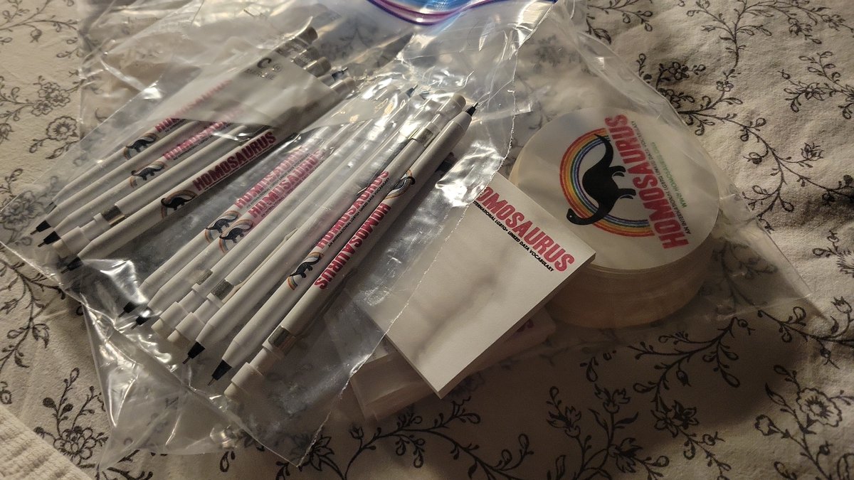 brimwats's tweet photo. im in Toronto bearing a bunch of #Homosaurus swag for Making Links Conference! @lincsproject https://t.co/JS4lS3KKMr