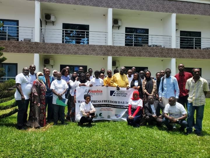 Earlier today, we joined <a href="/gmpressunion/">Gambia Press Union (GPU)</a> to mark World Press Freedom Day 2023, on the theme Strengthening In-House Safety of Media Houses in The Gambia. 

WoJAG continue to call on the Government to uphold the right to freedom of expression.

#WPFG2023 #FreePress #womeninmedia