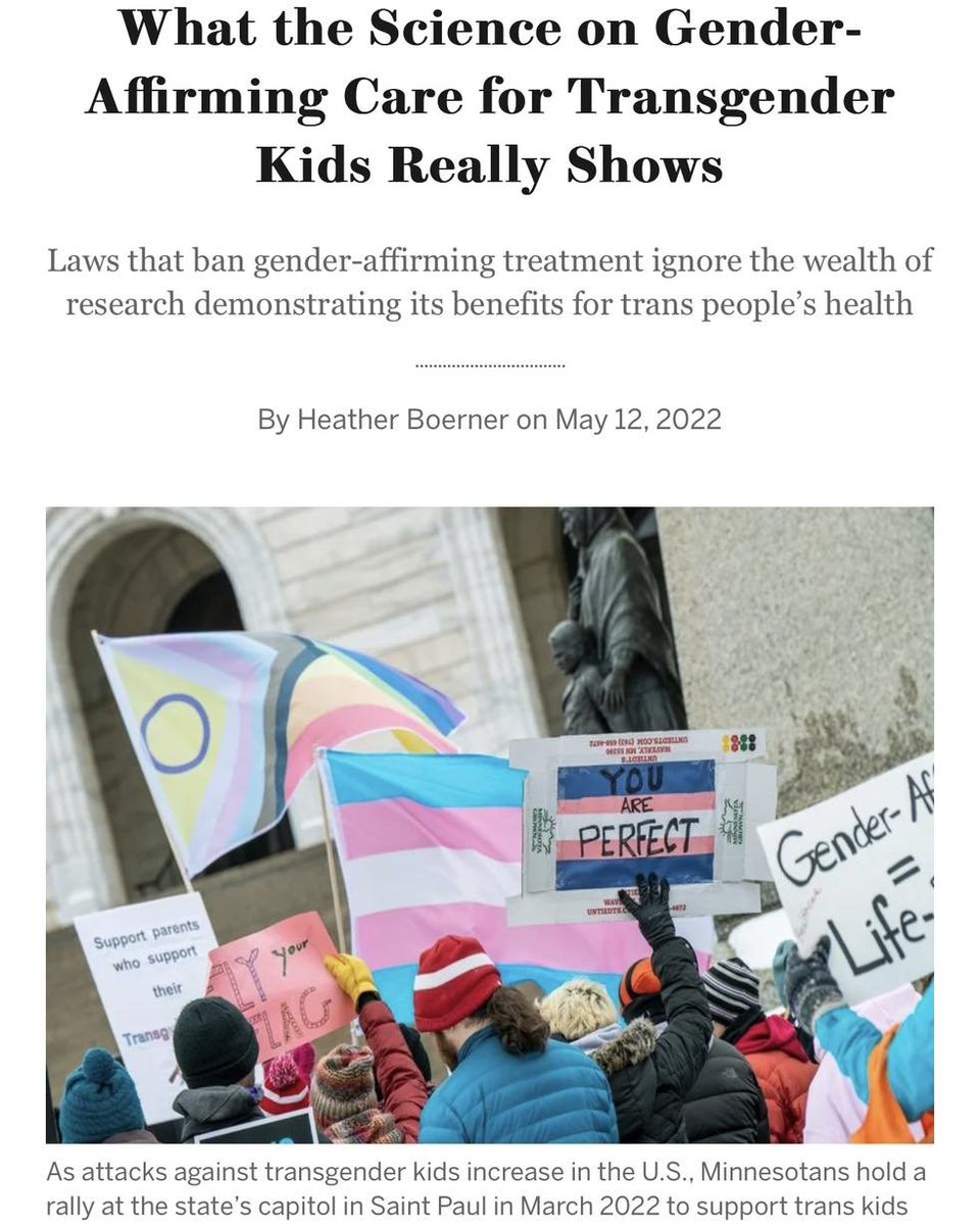 Data from more than a dozen studies of more than 30,000 transgender and gender-diverse young people consistently show that access to gender-affirming care is associated with better mental health outcomes

Read the full article here;; bit.ly/44qts7E
#SBYPflag #SBYPride