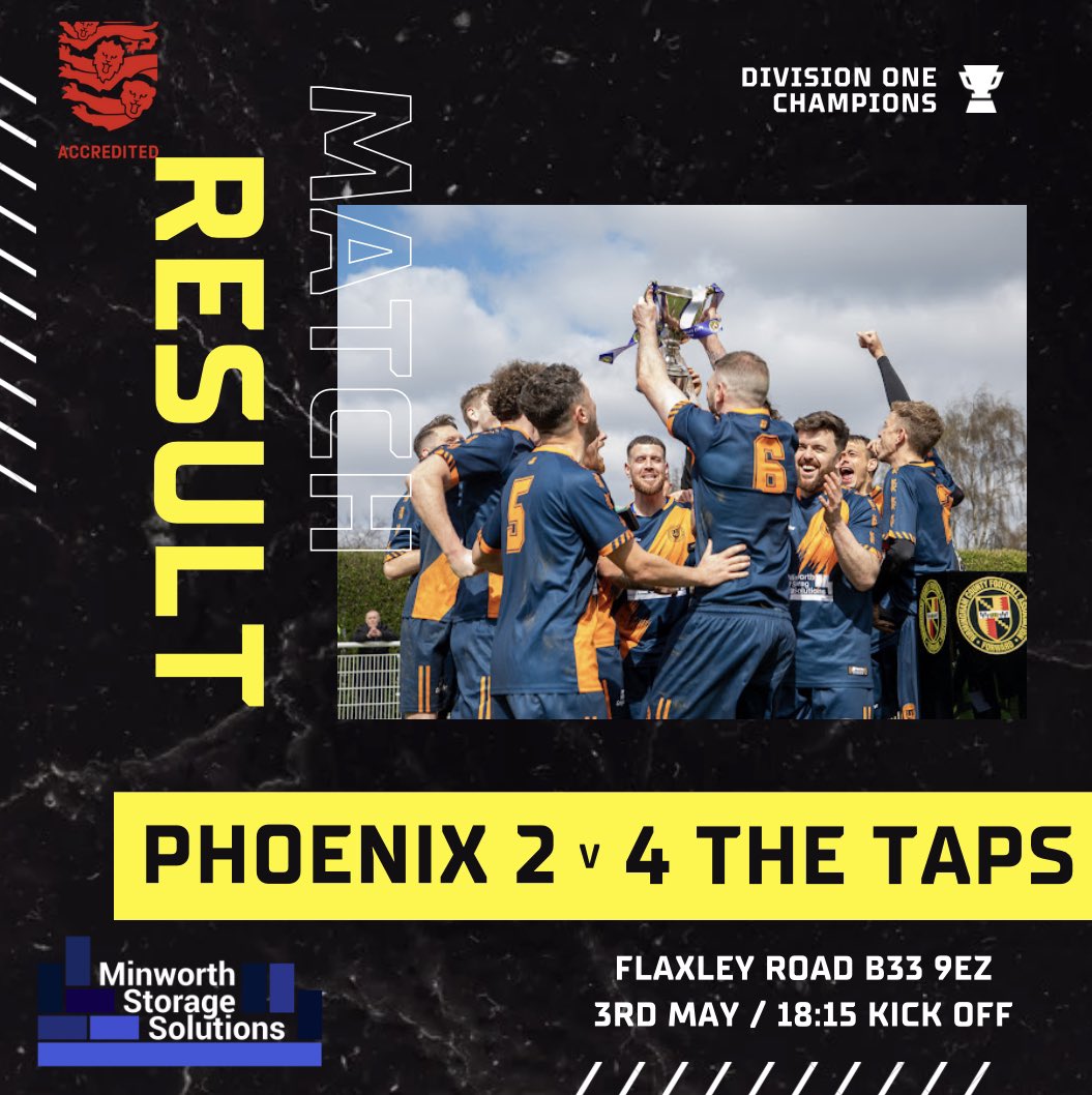 SolihullTapsFC's tweet photo. 🏆League Division One Champions🏆

Phoenix 2-4 The Taps

⚽️ Todd (🎯Struthers)
⚽️ Stuart (🎯Todd)
⚽️ Struthers (🎯Todd) Pen
⚽️Struthers (🎯JonA)

🏆Aaron🏆

🍻🍺#UpTheTaps 🍺🍻

@Oak_Coro_League @BirminghamFA https://t.co/9vYQf2IqYd