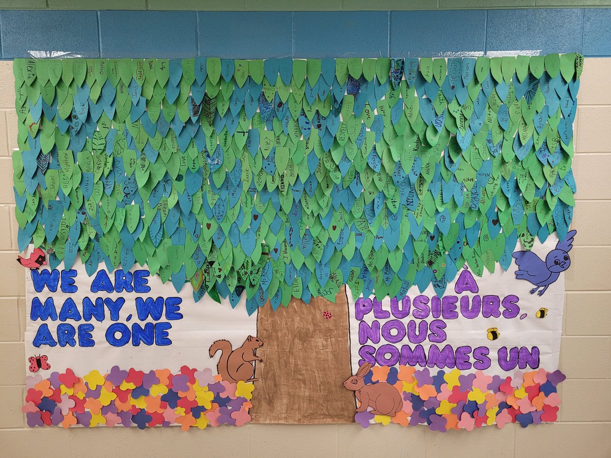 Our #CEW2023 display is complete. All staff and students are represented in the leaves of the tree. #DPCDSB_CEW
