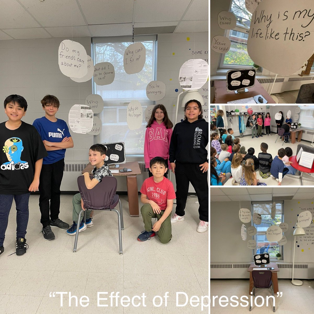 Mme_Hartmann's tweet photo. Words cannot describe how proud I am of these Gr. 5 students. Their art installations were inspiring, thought provoking and so creative! Not to mention the outstanding presentations they gave!! @OttCatholicSB @StGregoryOCSB @ocsbArts #Art4Change #ocsbDL https://t.co/c85ION9SFp