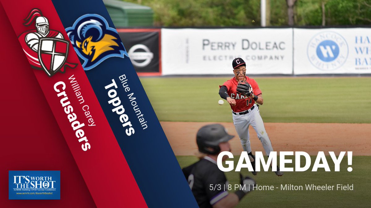 CareyAthletics's tweet photo. GAMEDAY! BSB begin their conference tournament by hosting Blue Mountain at 8 PM. Students and faculty please bring your WCU ID to the gate when you arrive. Come support your Crusaders or follow: 

Live: https://t.co/8BvPiWGTIl

Stats: https://t.co/RsIxvzC9wk https://t.co/ymKadESNgG