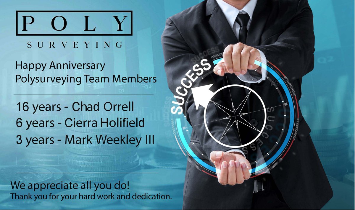 Polysurveying (@polysurveying) on Twitter photo Congratulations to our <a href="/polysurveying/">Polysurveying</a> team members who are celebrating their work anniversaries in May. Our success and accomplishments are because of team members like YOU! Thank YOU for all that you do. #family #teamwork #hardwork #dedication Congratulations to our <a href="/polysurveying/">Polysurveying</a> team members who are celebrating their work anniversaries in May. Our success and accomplishments are because of team members like YOU! Thank YOU for all that you do. #family #teamwork #hardwork #dedication