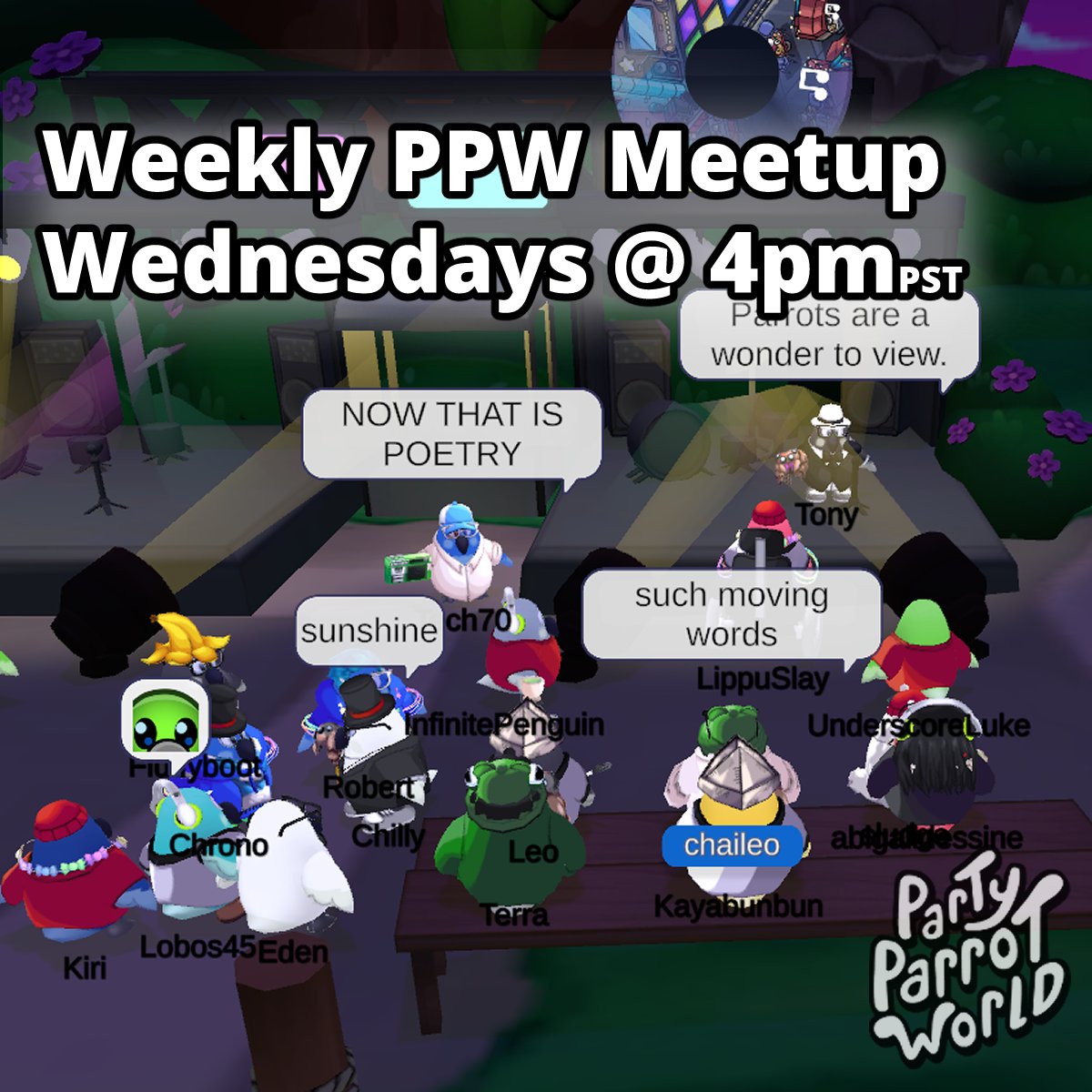 Don't forget we have our weekly meetup very soon! 
Last week we had a fashion show and some amazing poetry on stage 🎉🎉

4pm PST / 7pm EST / 11pm UTC