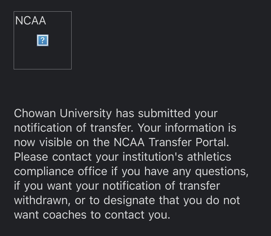 OfficialDWilder's tweet photo. I’m officially entering my name in the transfer portal
DB
4 years of eligibility.
thank you chowan 💙

Dm’s are open to all recruiting opportunities https://t.co/Bjbuck39de